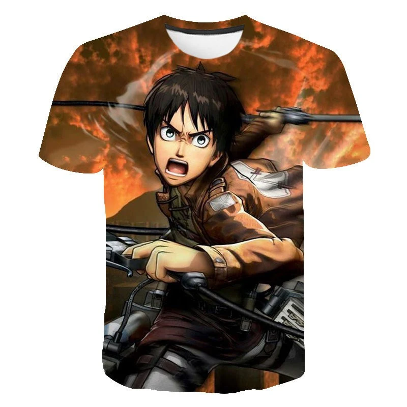 Attack on Titan 3D Digital Print Round Neck Cartoon T-shirt