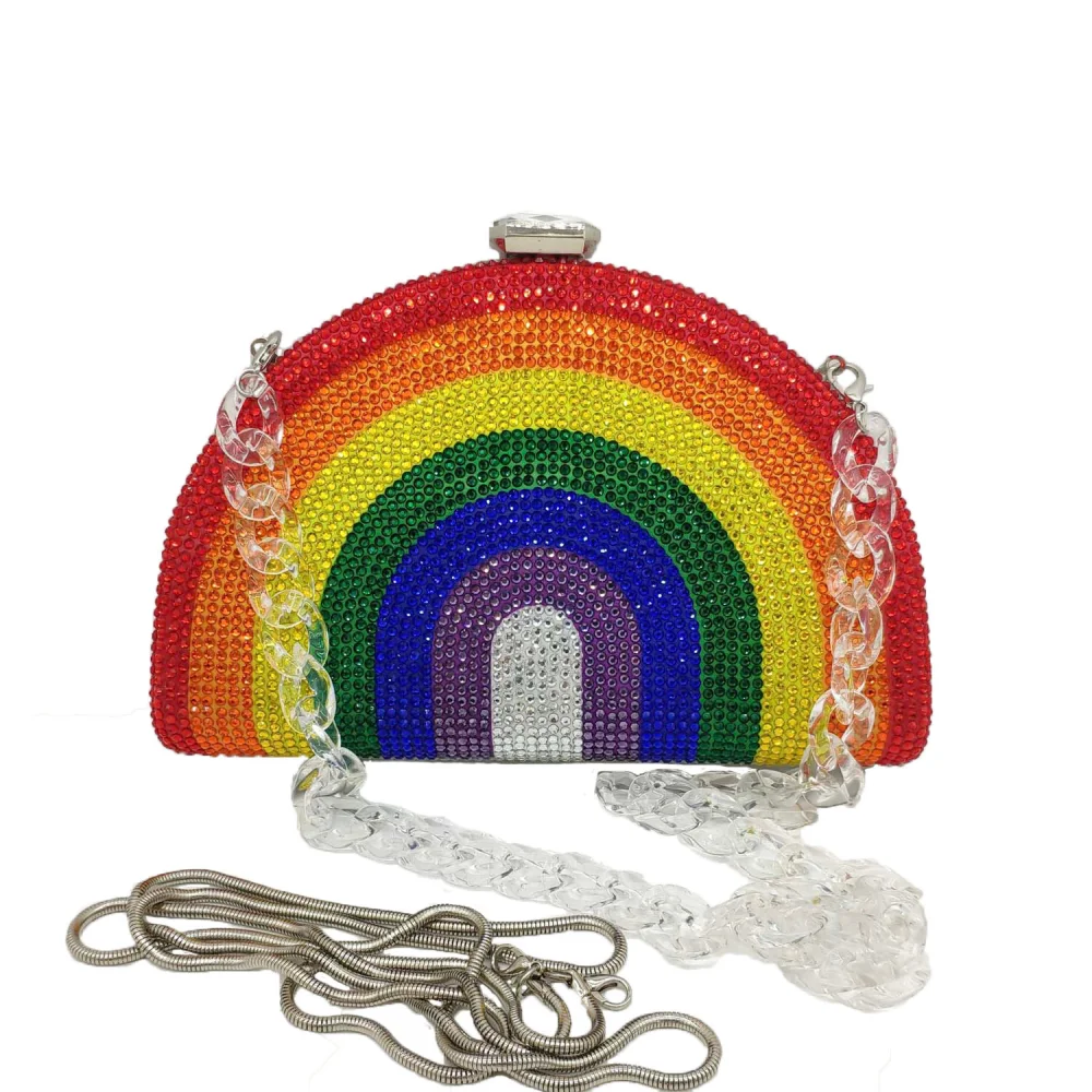 Hot diamond rainbow bag clutch