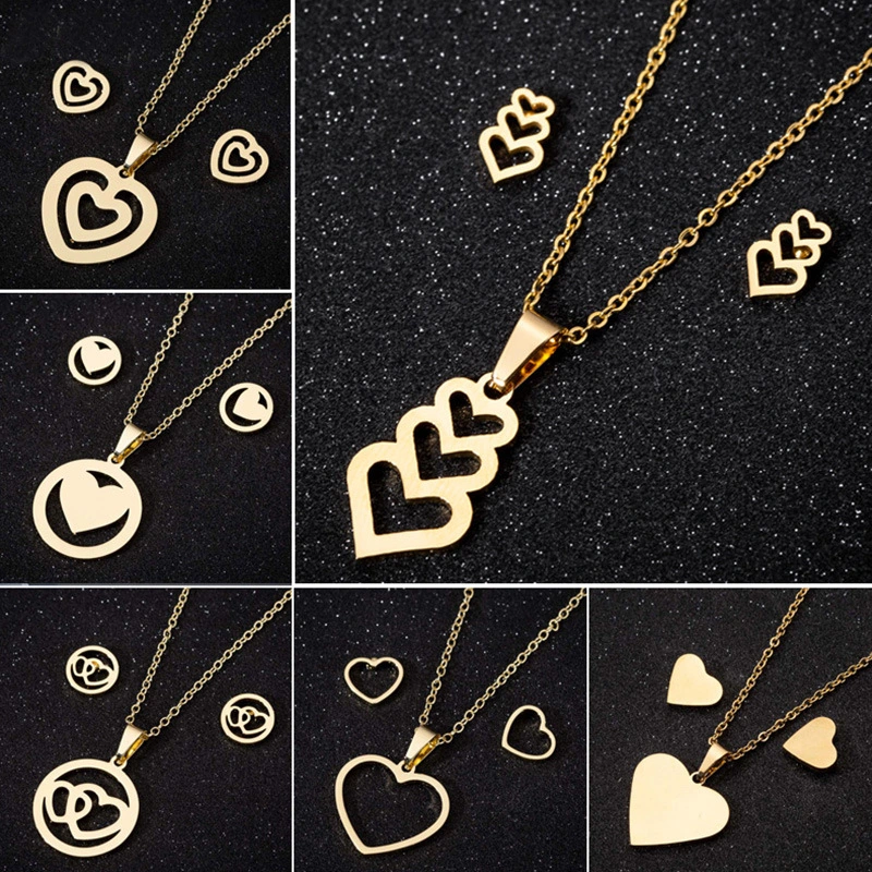 Peach heart gesture than heart necklace