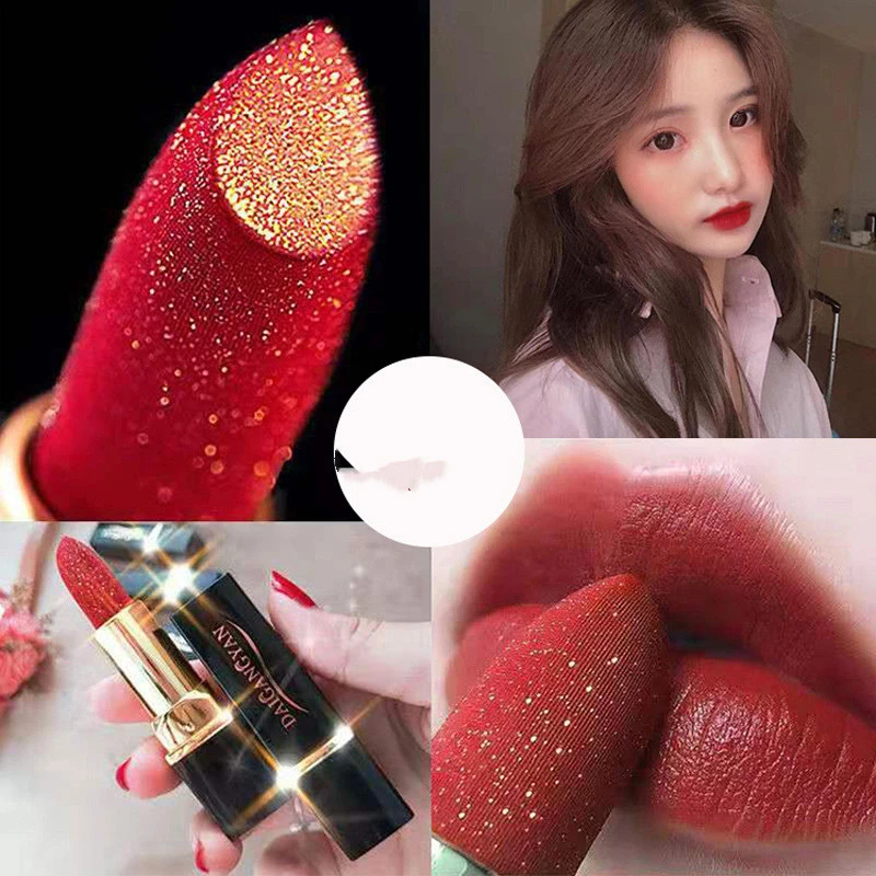 Star Small Gold Diamond Wire Velvet Mat Matte Mouth Red Makeup Long-Lasting Moisturizing