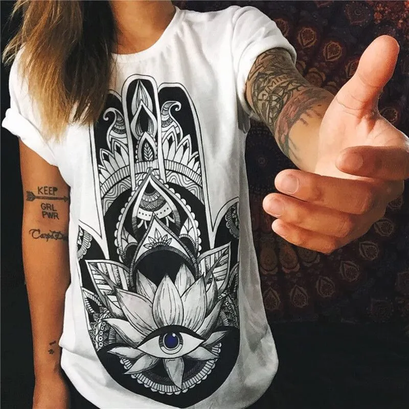 Black and White Pattern Loose T-shirt