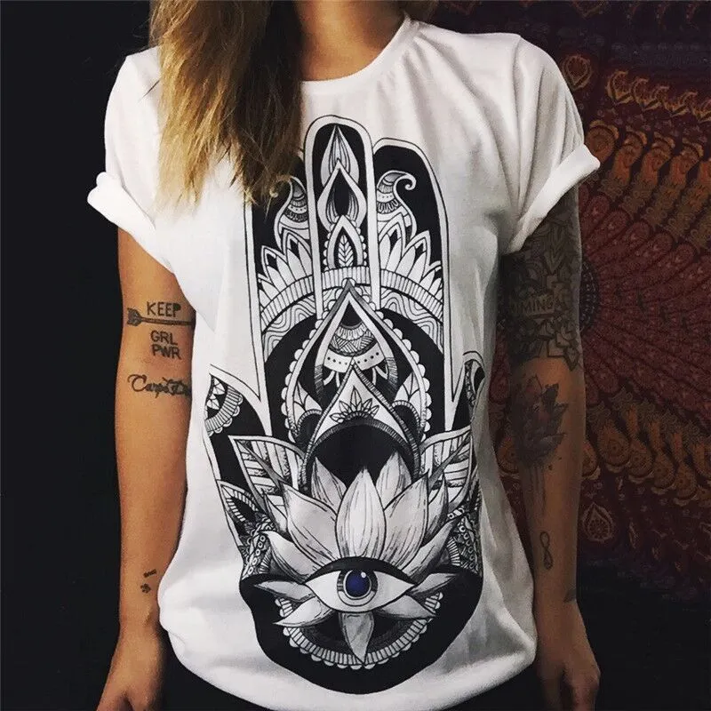 Black and White Pattern Loose T-shirt