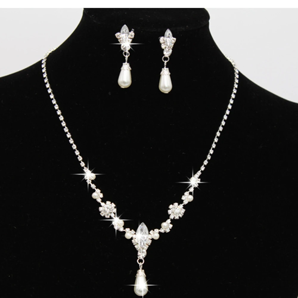 Europe and the United States personality drops imitation pearl necklace, earrings set wholesale Bridal Necklace 8633