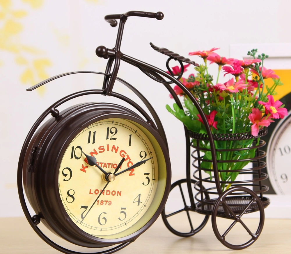 European-style Three-wheeled Bicycle Clock Craft Ornaments