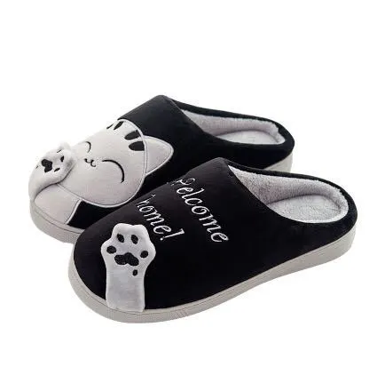 Women Winter Home Slippers Cartoon Cat Shoes Soft Winter Warm House Slippers Indoor Bedroom Lovers Couples