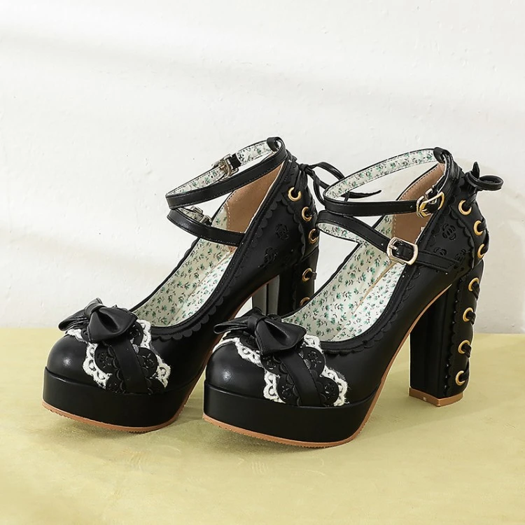 Chunky high-heeled lolita shoes