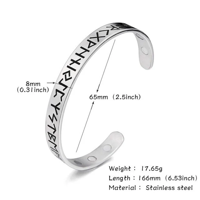 Stainless Steel Color Rune Magnetic Bracelet 8MM Wide