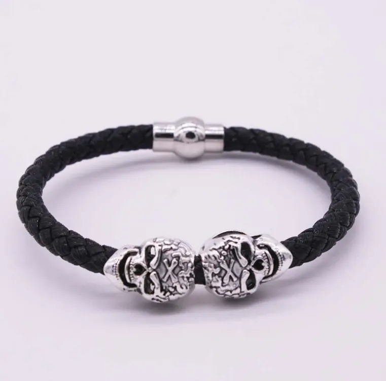Explosion bracelet Punk style popular vintage braided skull bracelet