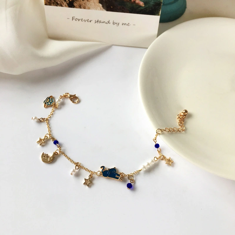 Planet Starry Sky Blue Cat Fashion Simple Bracelet