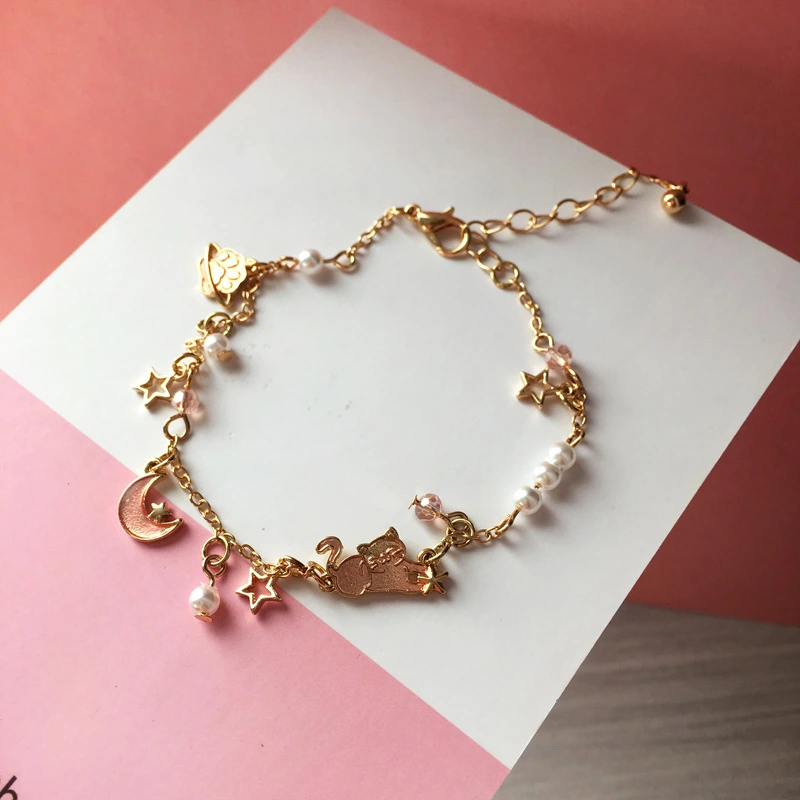 Planet Starry Sky Blue Cat Fashion Simple Bracelet
