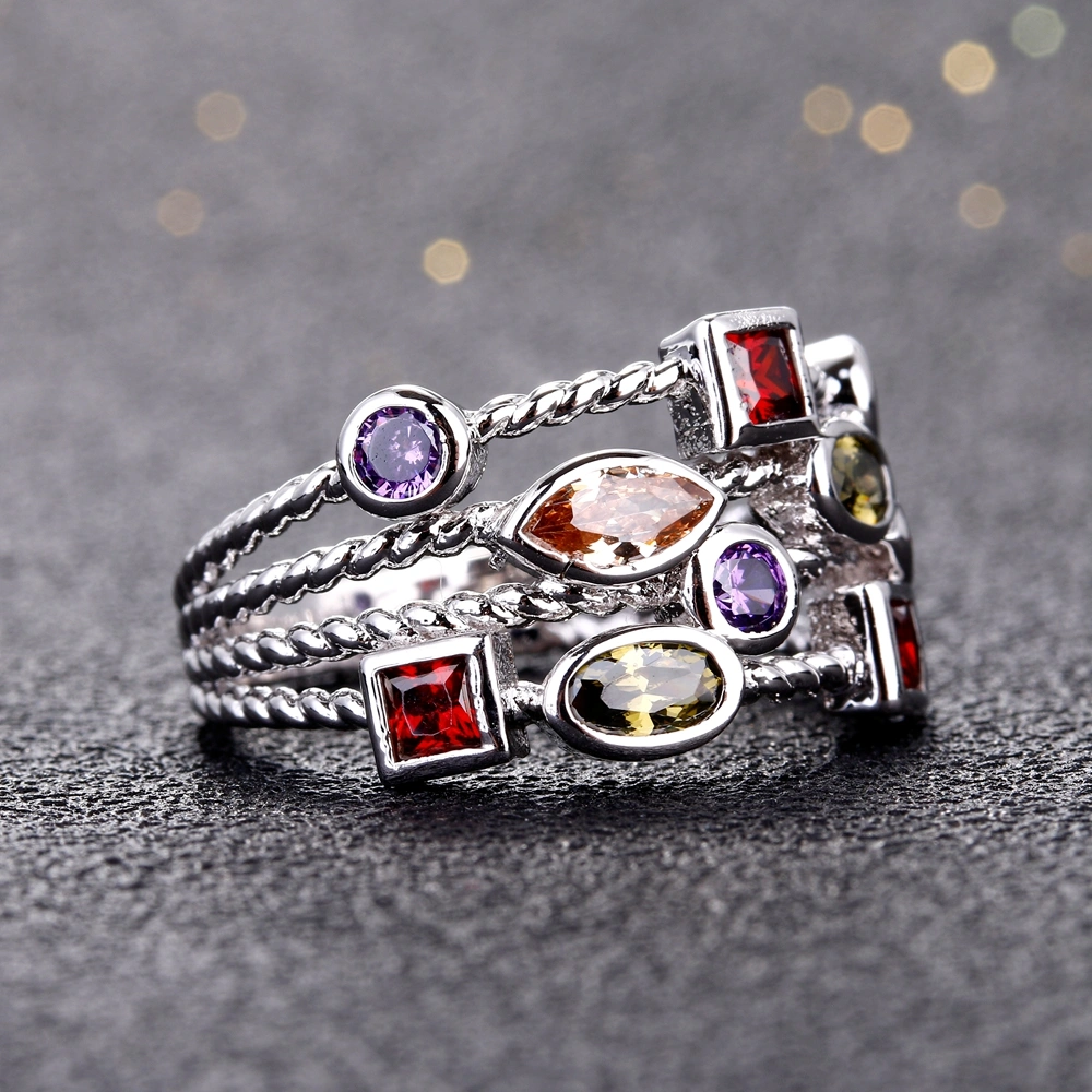 Ladies colorful zircon ring