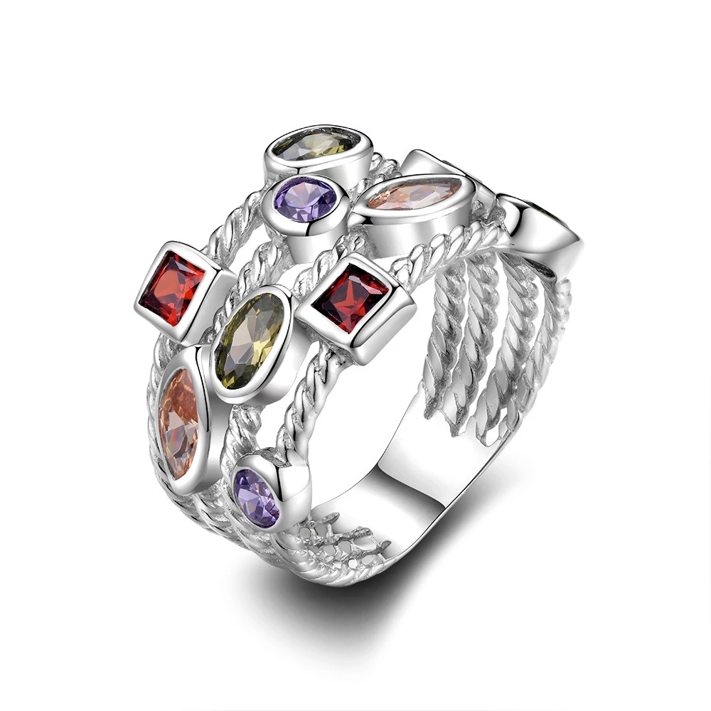 Ladies colorful zircon ring