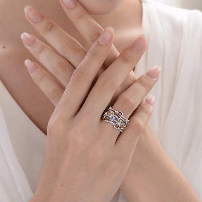 Ladies colorful zircon ring