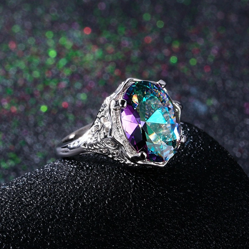 Colorful Oval Zircon Ring