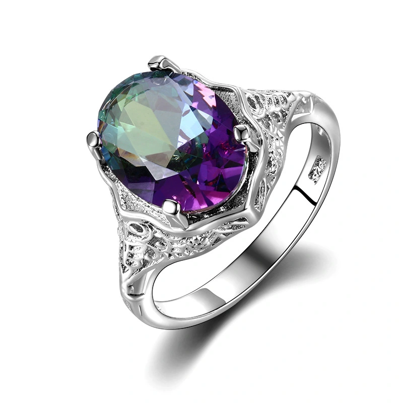 Colorful Oval Zircon Ring