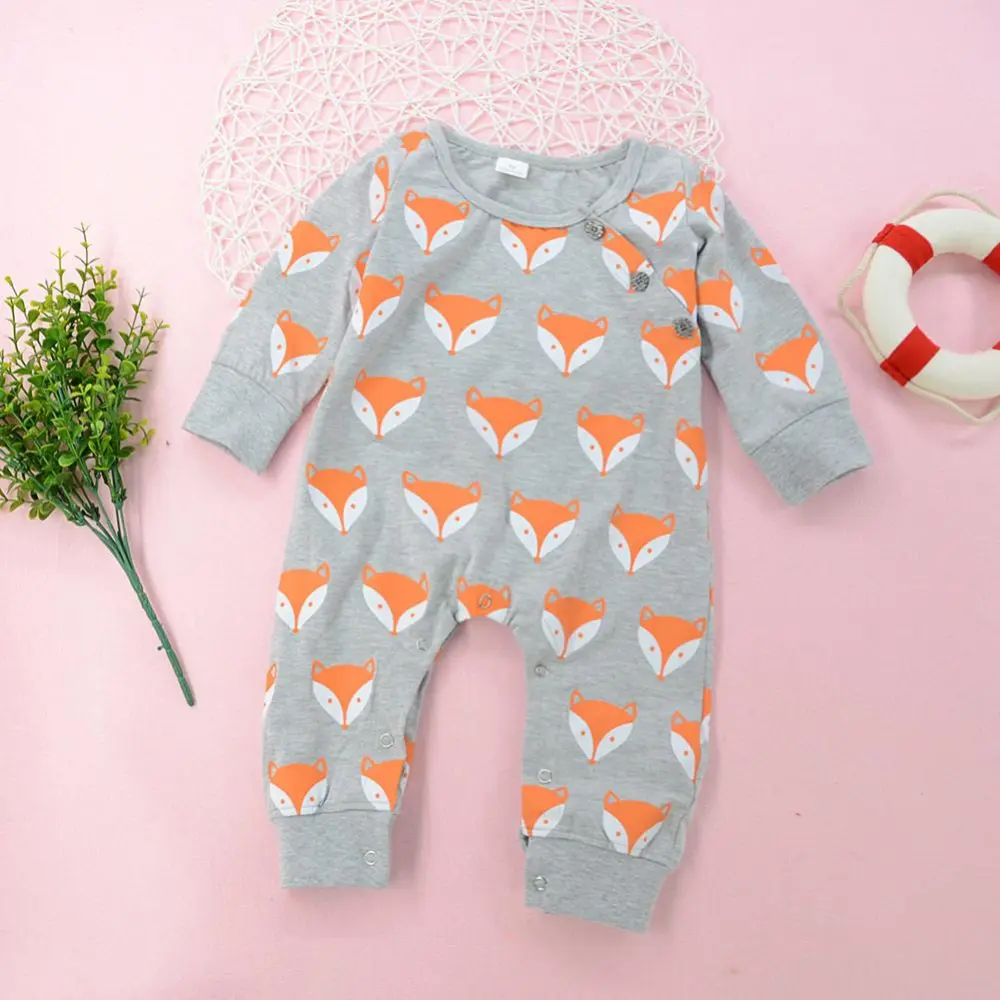 Cartoon fox Romper long sleeve creeper