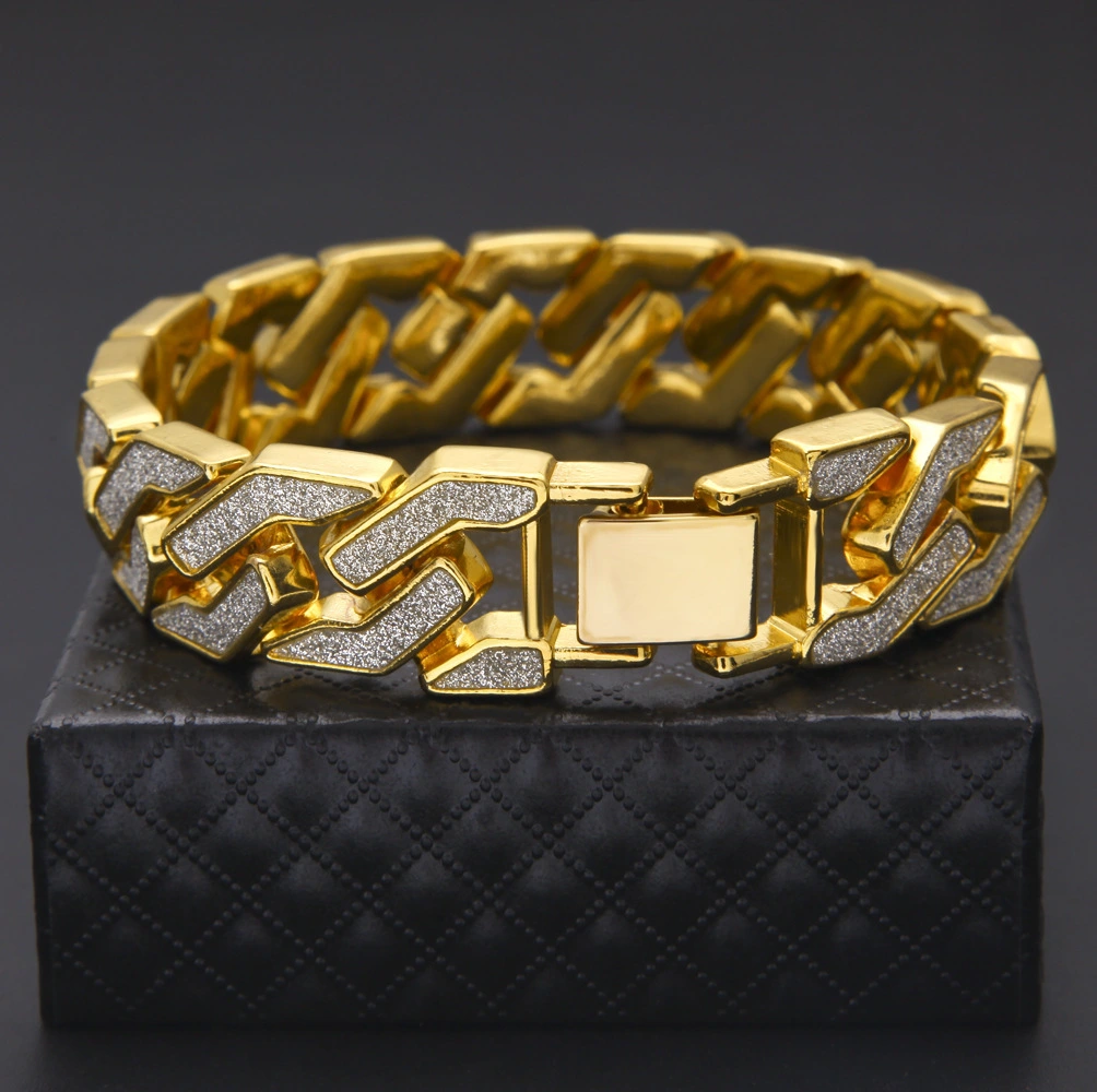Luxury Hip-hop style Geometric Stars Sparkling Gitter Pink Men's Bracelet