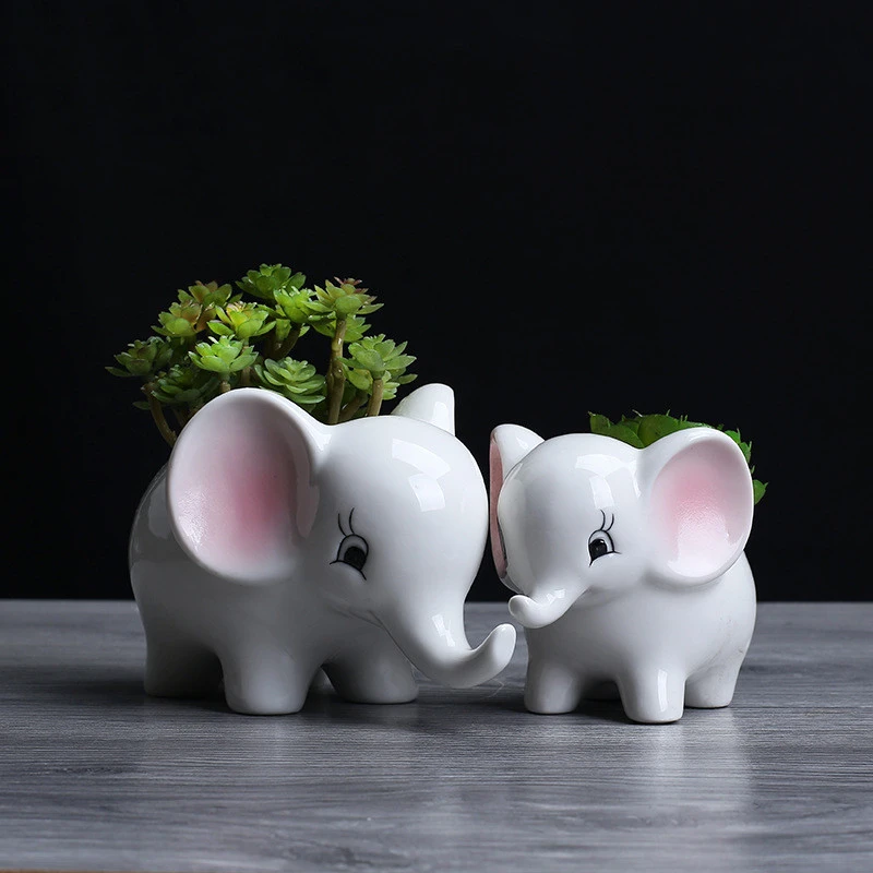 Elephant ceramic flowerpot