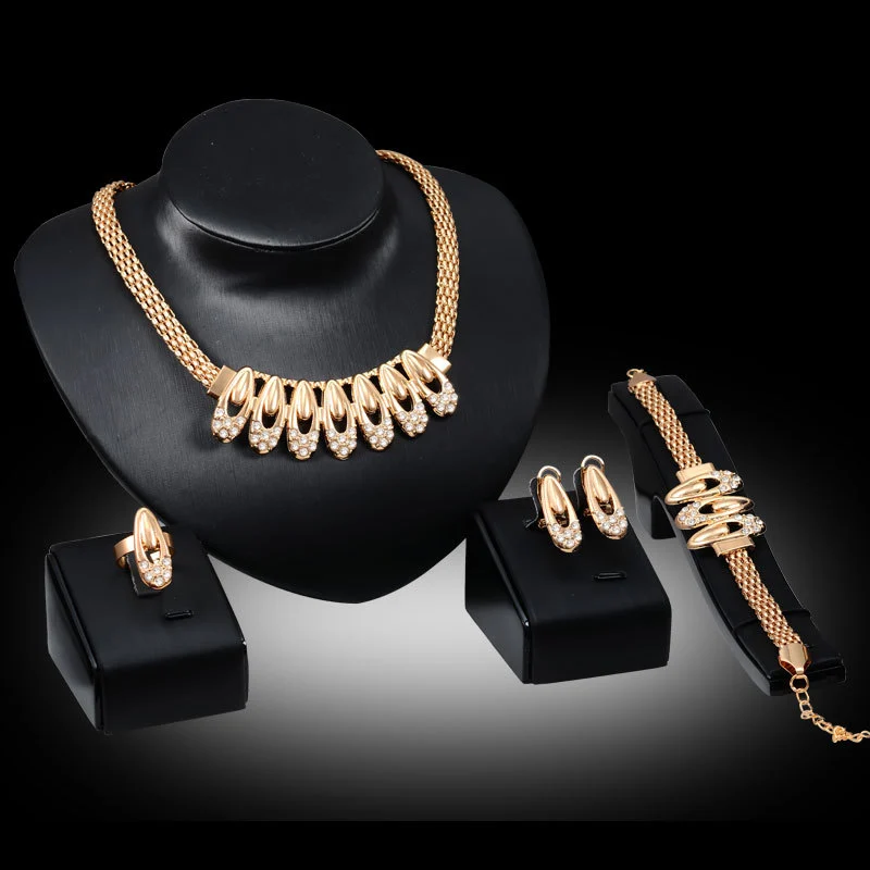 18K Gold Bridal Necklace and Earring Set