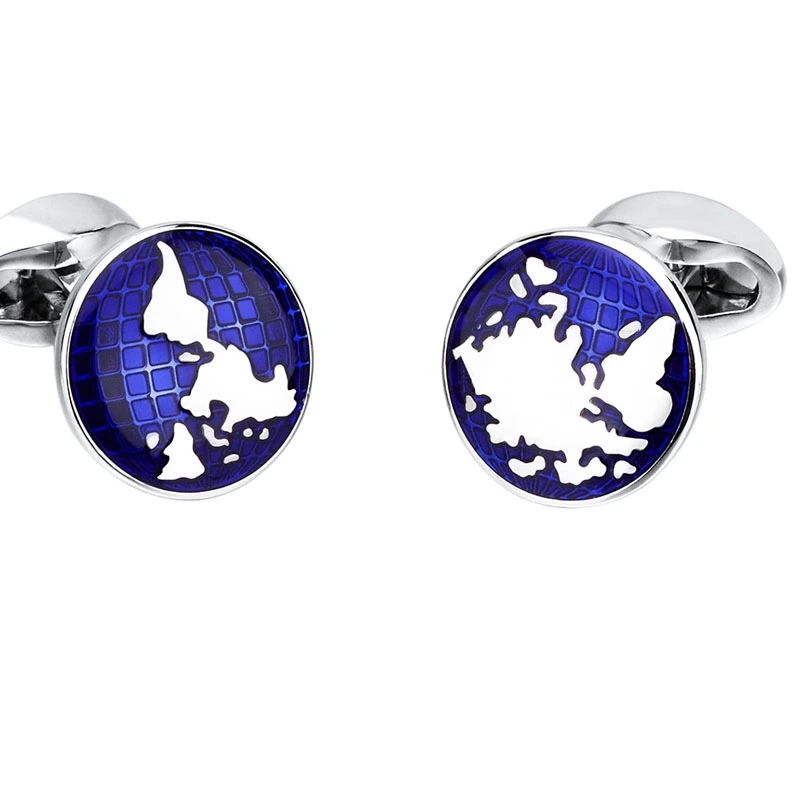 Men's World Map French Cuff Nail Shirt Cufflinks