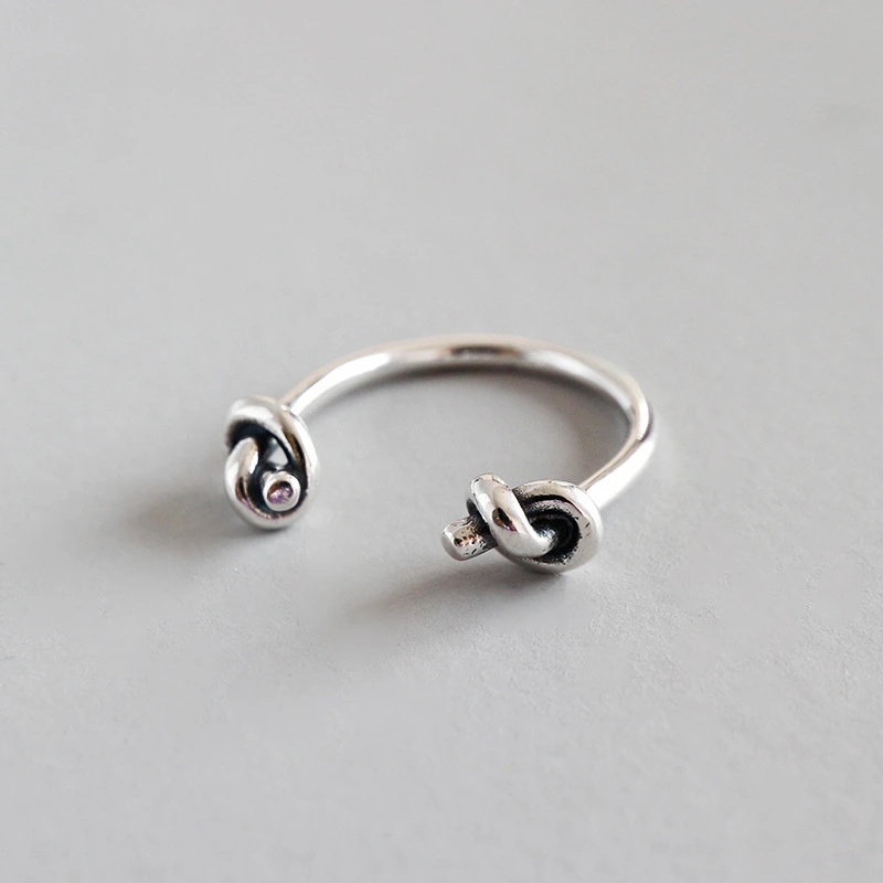 Punk Original 925 Sterling Silver Thai Sliver Fashion Wild Twisted Personality Opening Ring Simple Popular Jewelry