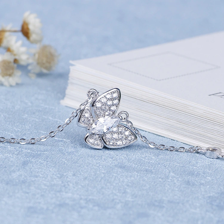 Korean silver S925 sterling silver fashion bow micro-inlaid zircon adjustment beads bracelet