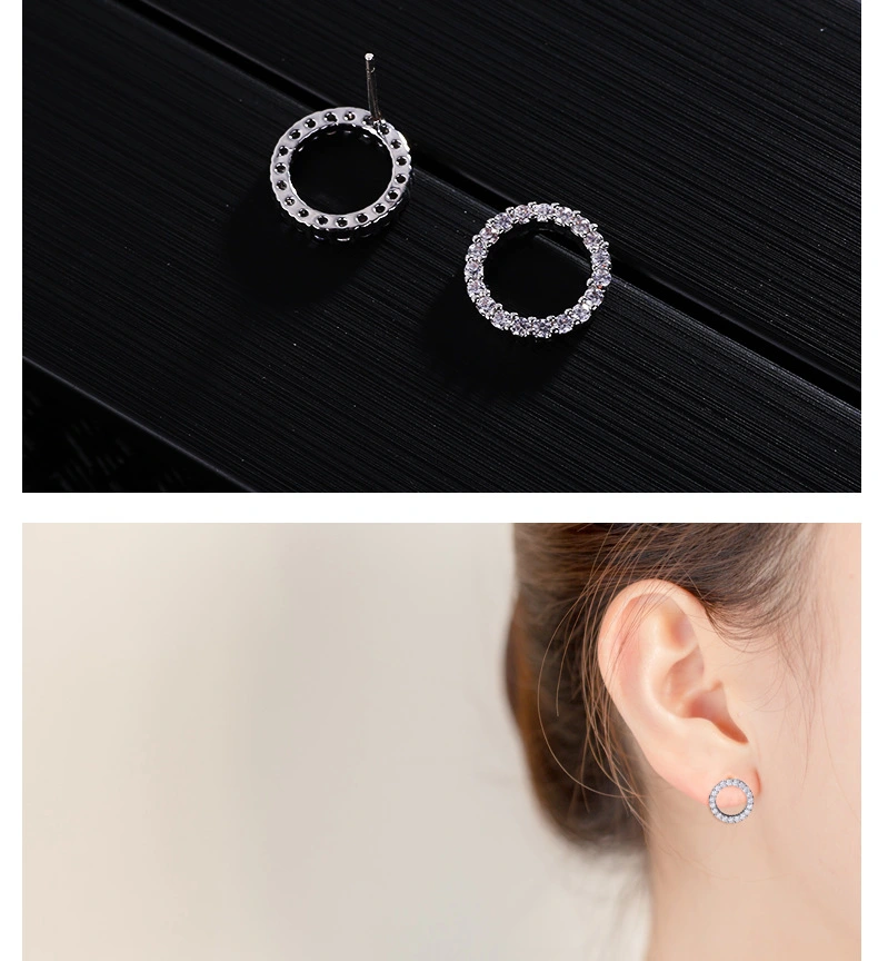 Personalized zircon crystal wild circle earrings