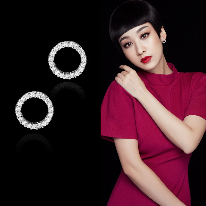 Personalized zircon crystal wild circle earrings