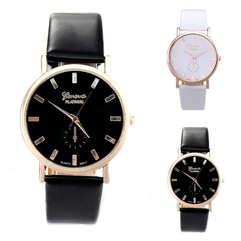 Calendered belt watch Black and white men and women watch Geneva Geneva watch