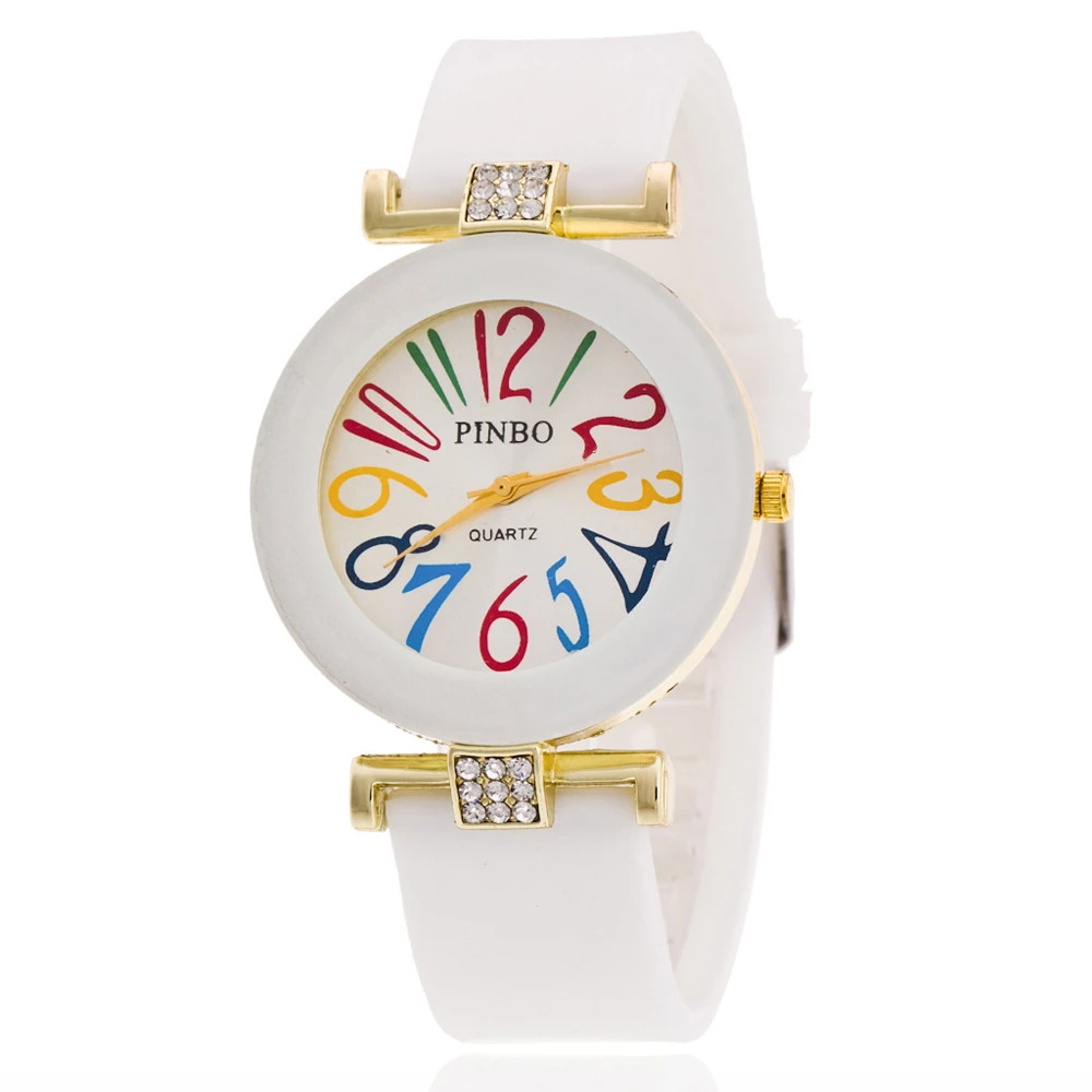 Jelly color digital watch with diamond