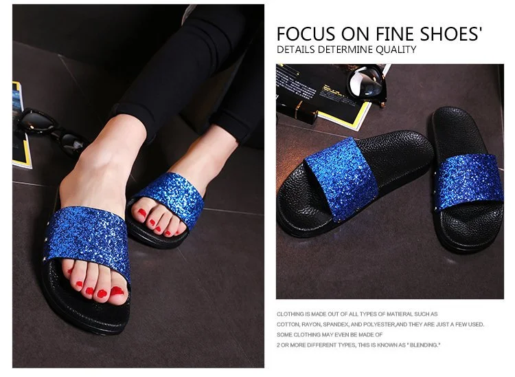 Studded sequin slippers