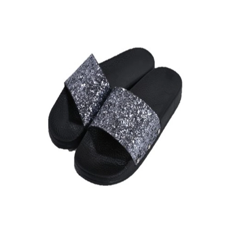 Studded sequin slippers