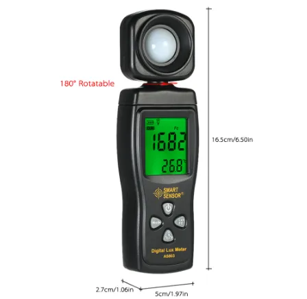 SMART SENSOR AS803 Mini Digital Lux Meter LCD Display Illuminometer UV Radiometers Photometer Luxmeter Light Meter 0-200000 Lux
