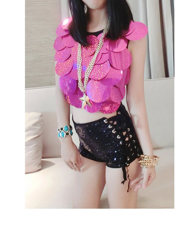 Sequined high waist shorts