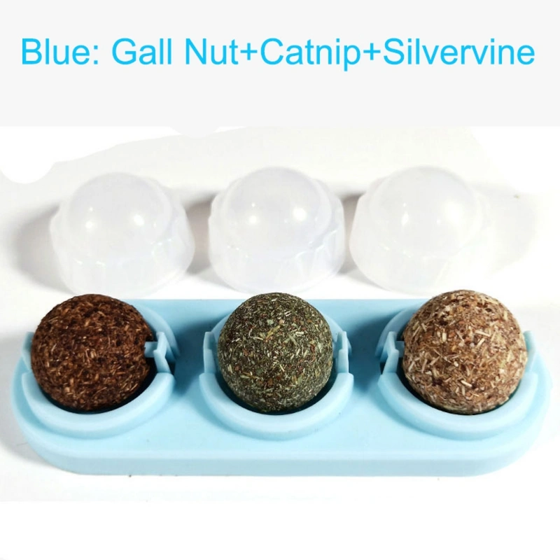 3pcs  Lot Self-adhesive Rotated Catnip Lick Ball