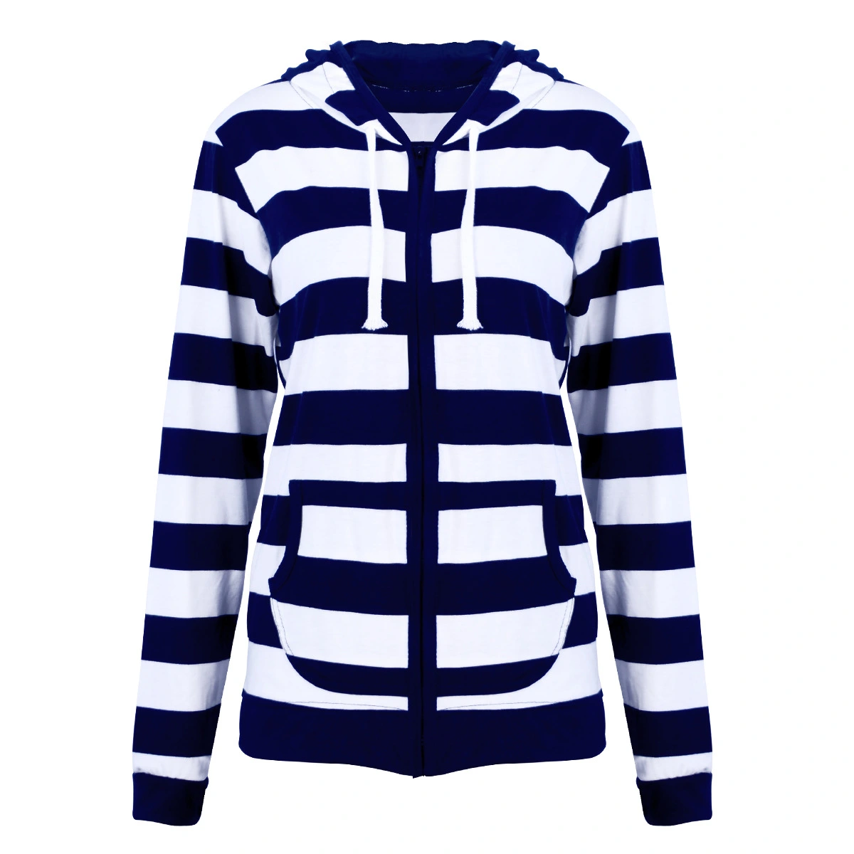 Striped hooded zipper cardigan sweatshirt