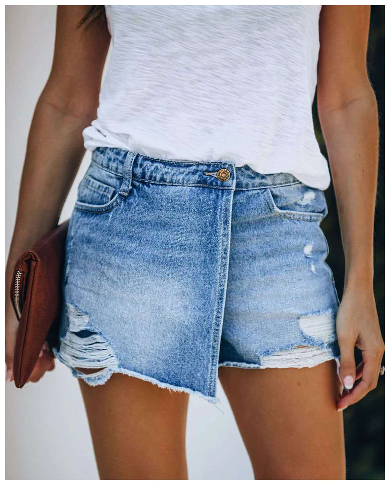 Light blue denim shorts