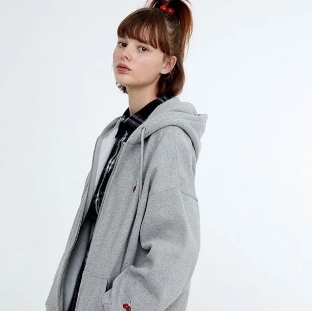 2021 autumn and winter new Korean KIRSH cherry hooded jacket female college wind loose plus velvet sweater ins super fire