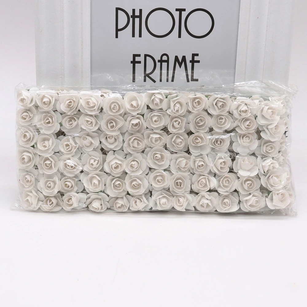 144pcs 1.5cm Mini Artificial Mini Paper Rose Bouquet DIY Wreath Scrapbook Wedding Ornament