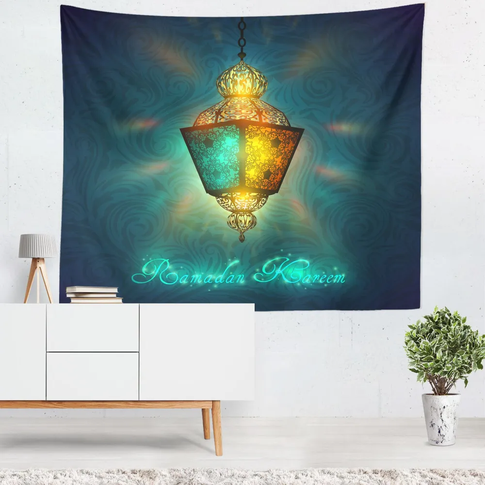 Colorful Lantern Living Room Bedroom Tapestry Eid Mubarak Wall Carpet Mural