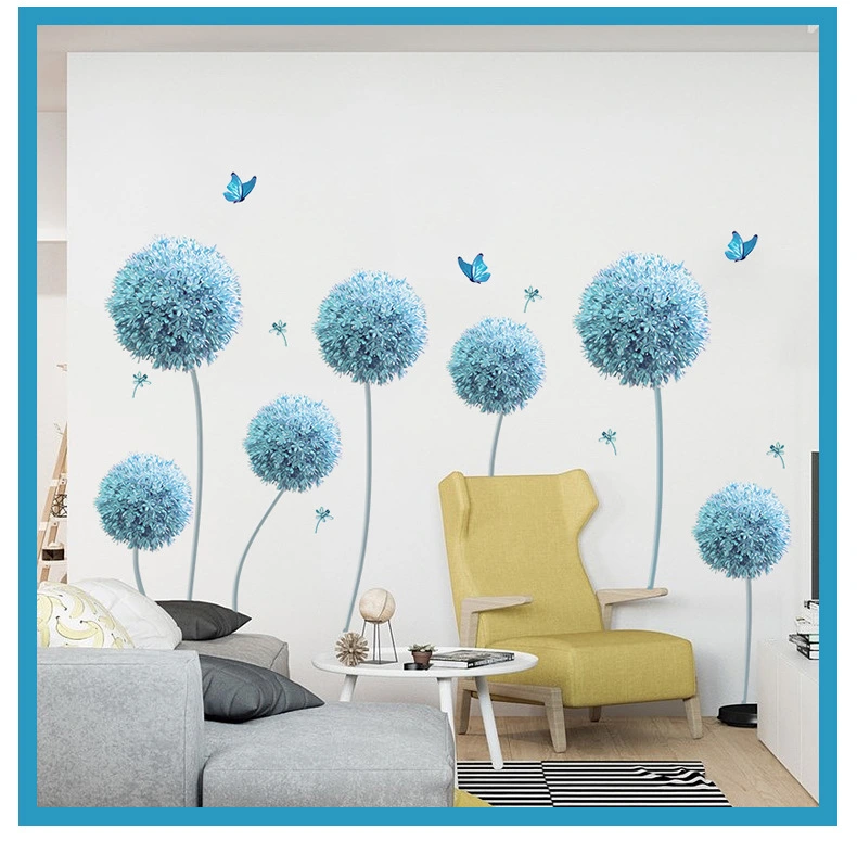 Creative Self-Adhesive 3D Blue Flower Wall Stickers Home Background Wall Decor Living Room Decoration Bedroom Decor Stickers