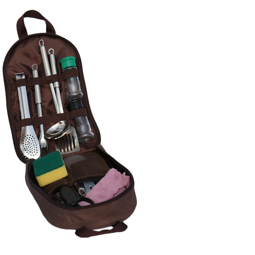 Camping Cooking Utensils Organizer Portable Travel Tableware Bag 