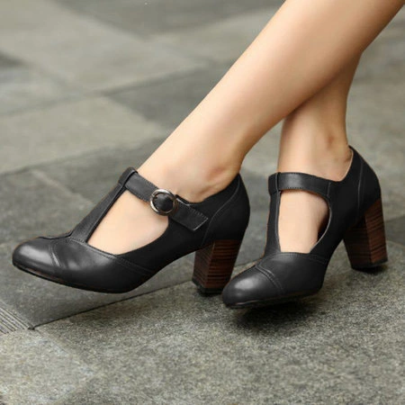 High heel belt buckle single shoes women's shoes