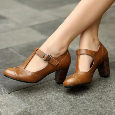 High heel belt buckle single shoes women's shoes