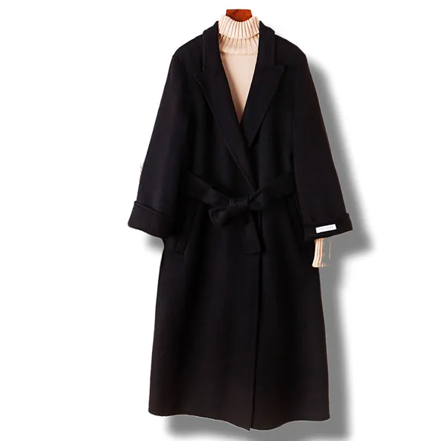 Long suit collar woolen coat