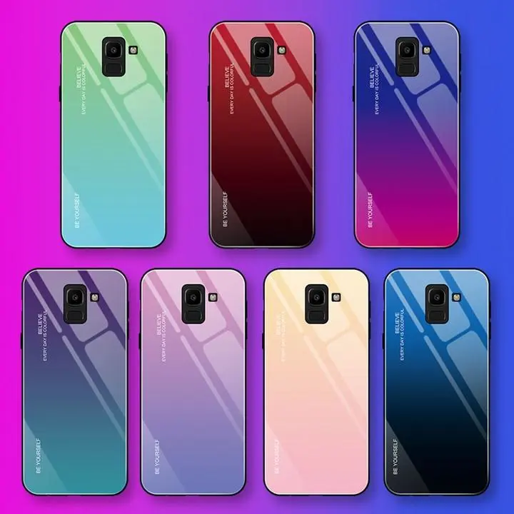 Premium Colorful Gradient Tempered Glass Case For Samsung Galaxy