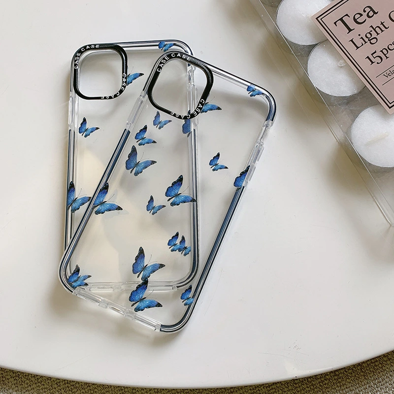 Compatible With Blue Butterfly Transparent Phone Case