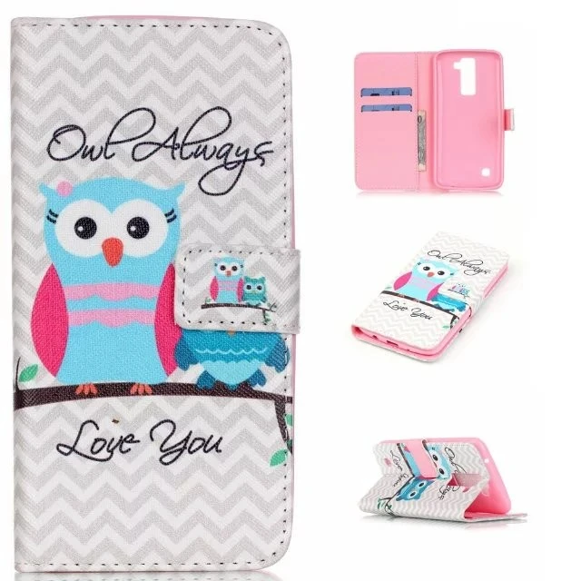 Cartoon print painted protective cover printed owl leather case painted mobile phone protective case