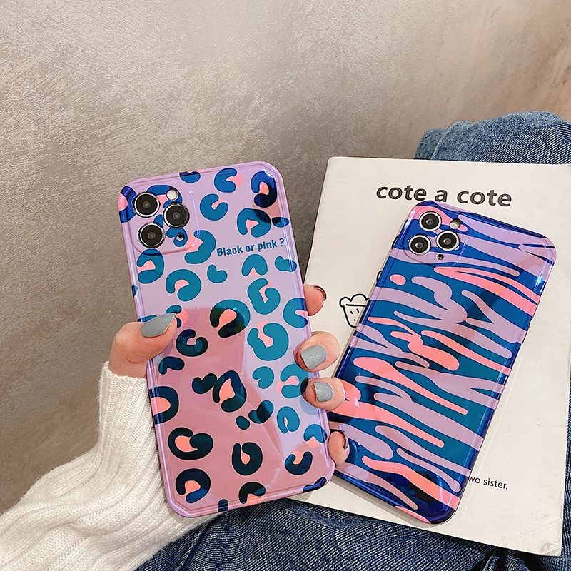 Compatible with Apple , Blue Edge Leopard Print Zebra Print Phone Case