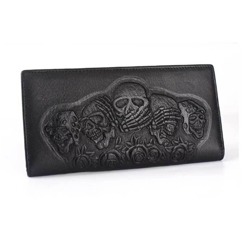 Rose Skull Punk Rock Wallet Long Men's Clutch